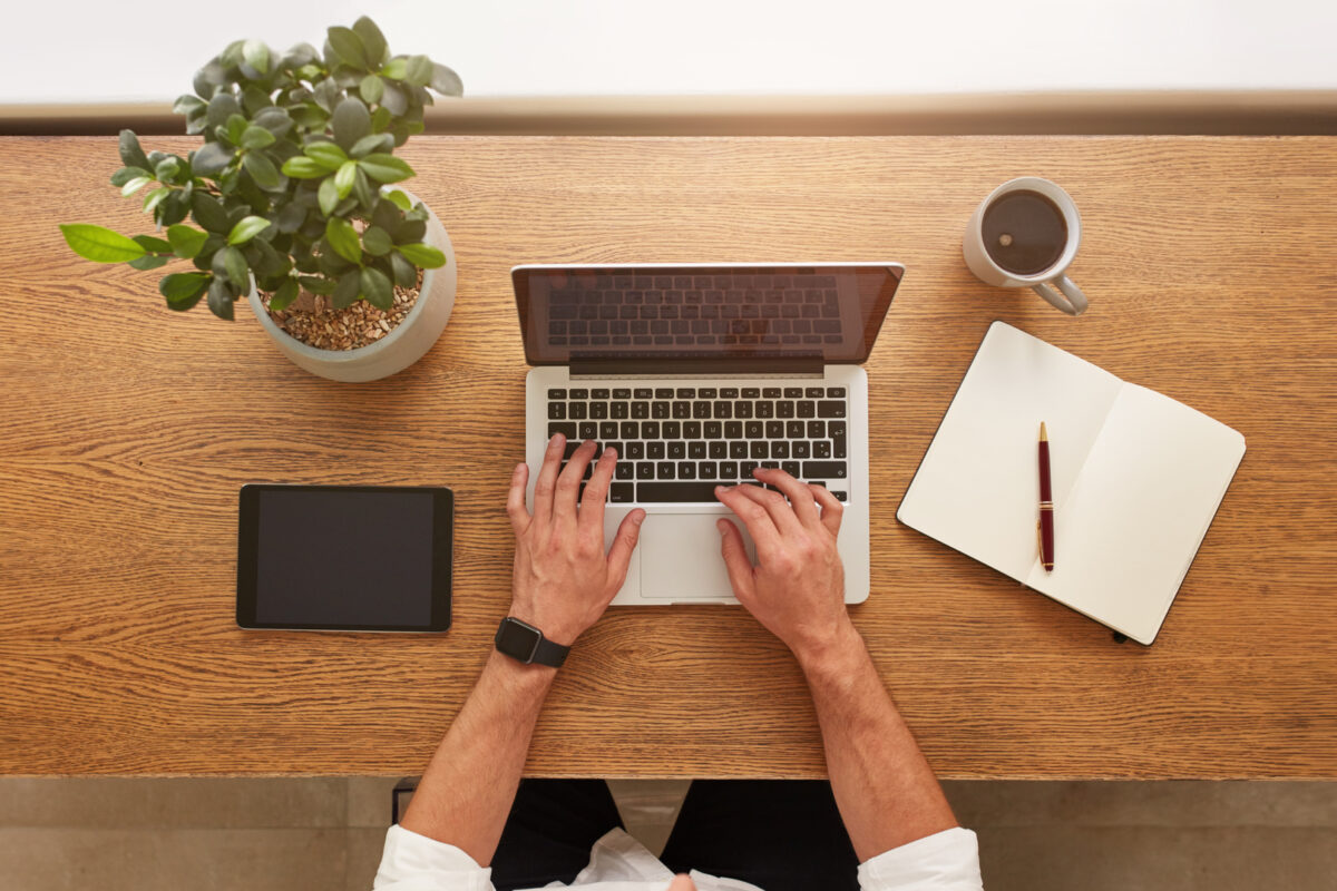 man using laptop