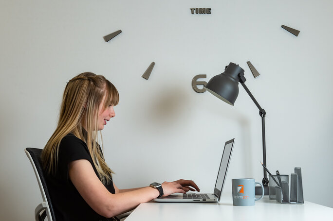 woman working hard