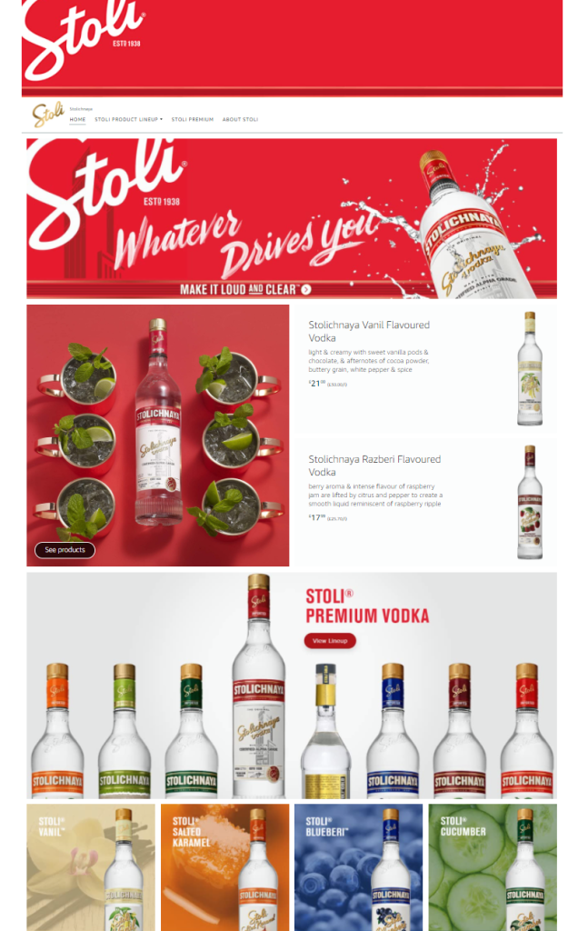 stolichanaya vodka Amazon storefront