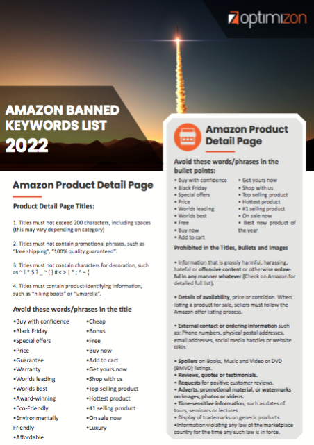 The latest Amazon Banned Keyword List