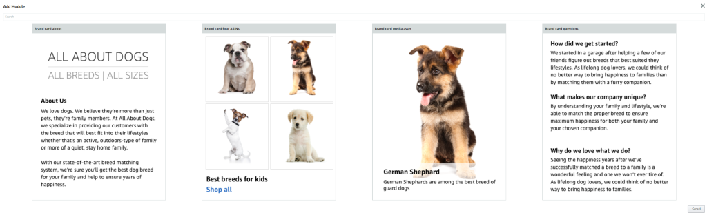 Amazon Brand story modules